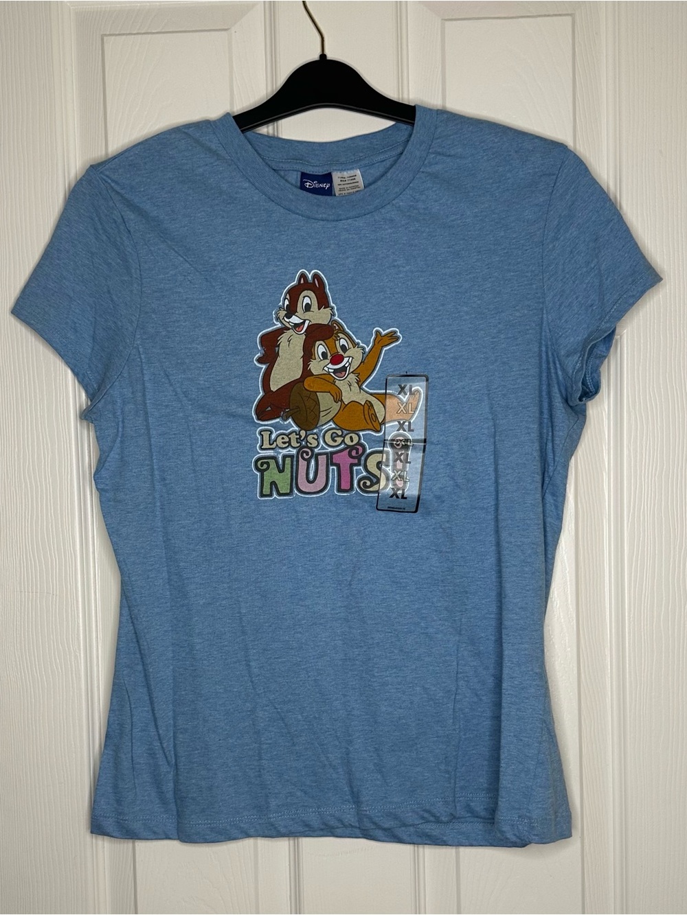 VINTAGE Disney Chip And Dale blue Women's T-Shirt Size XLarge A4-031